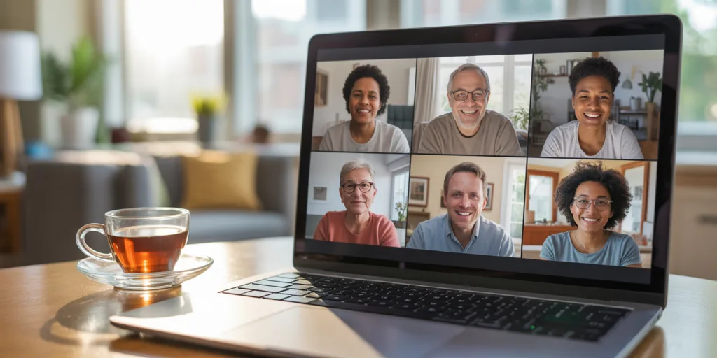 Divorce Support Groups - group of people omn an online support meeting